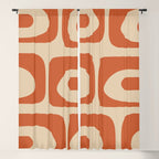 Mid Century Modern Piquet Abstract Pattern Mid Mod Burnt Orange and Beige  Window Curtain Gallery Image 5