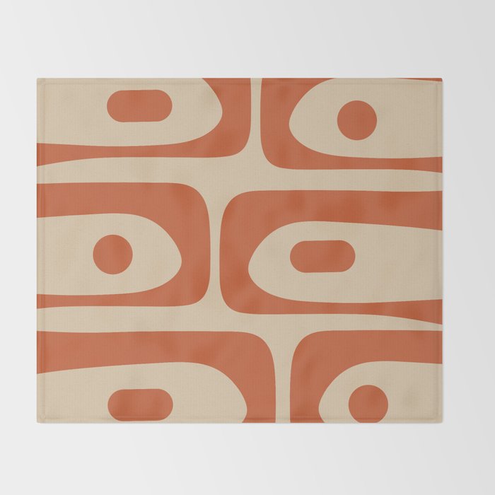 Mid Century Modern Piquet Abstract Pattern Mid Mod Burnt Orange and Beige  Throw Blanket Gallery Image 2