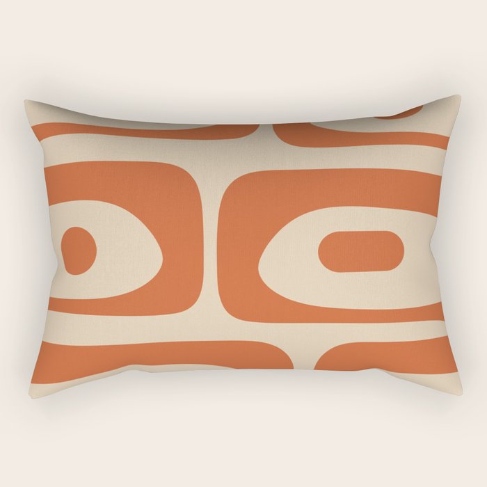 Mid Century Modern Piquet Abstract Pattern Mid Mod Burnt Orange and Beige  Rectangular Pillow Gallery Image 2