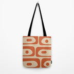 Mid Century Modern Piquet Abstract Pattern Mid Mod Burnt Orange and Beige  Tote Bag Gallery Image 2