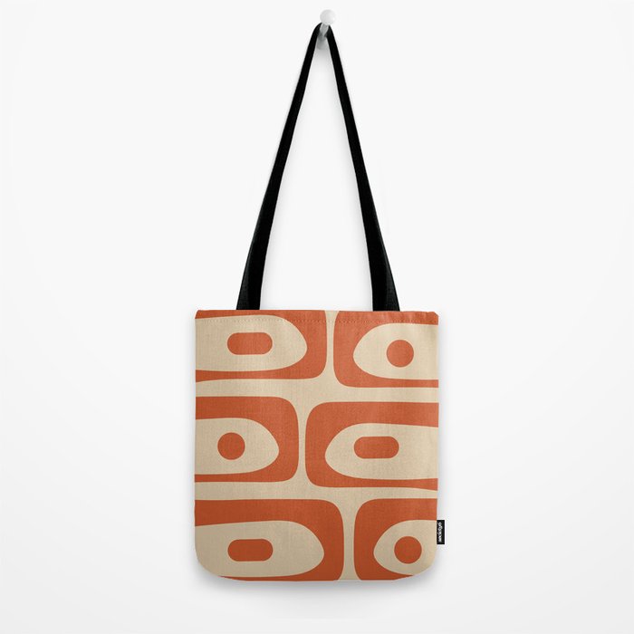Mid Century Modern Piquet Abstract Pattern Mid Mod Burnt Orange and Beige  Tote Bag Gallery Image 2