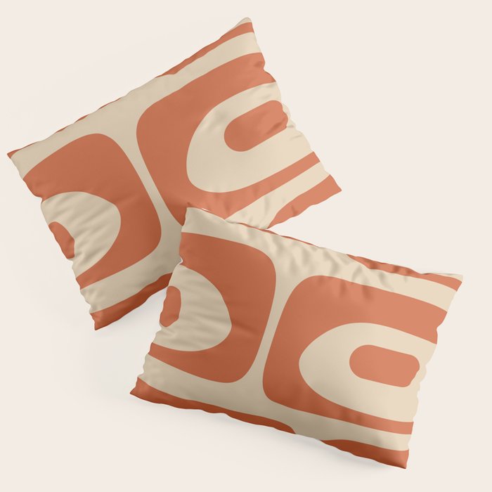 Mid Century Modern Piquet Abstract Pattern Mid Mod Burnt Orange and Beige  Pillow Sham Gallery Image 1