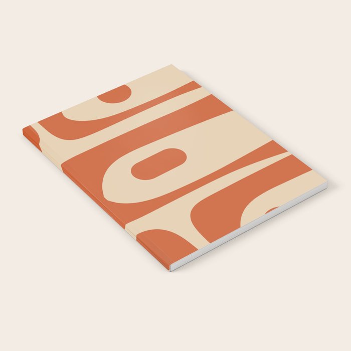 Mid Century Modern Piquet Abstract Pattern Mid Mod Burnt Orange and Beige  Notebook Gallery Image 1