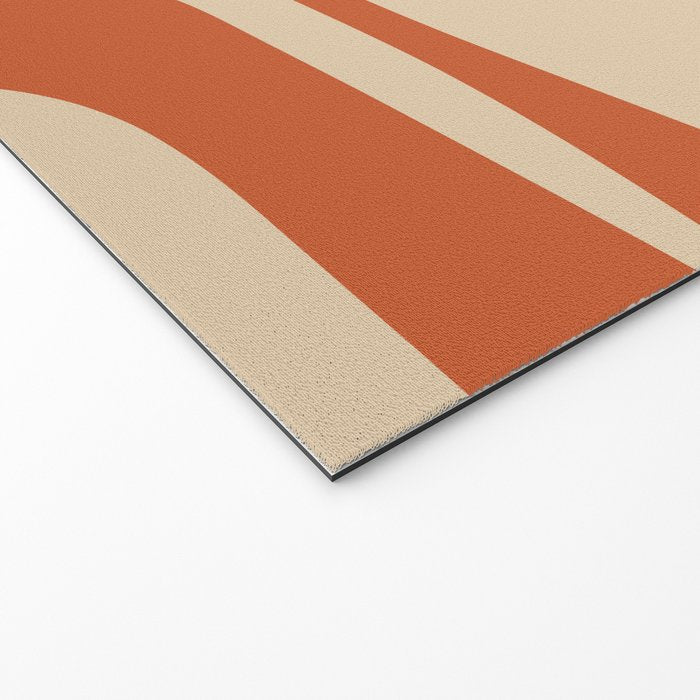 Mid Century Modern Piquet Abstract Pattern Mid Mod Burnt Orange and Beige  Welcome Mat Gallery Image 2