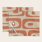Mid Century Modern Piquet Abstract Pattern Mid Mod Burnt Orange and Beige  Placemat Gallery Image 1