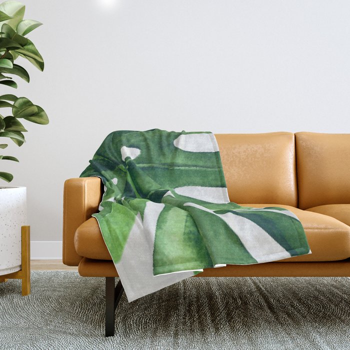Monstera Leaf Throw Blanket Gallery Image 1
