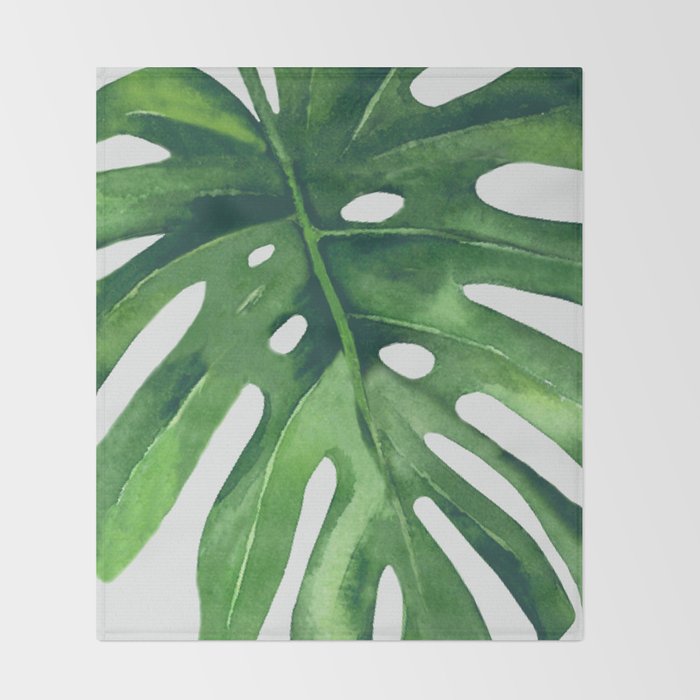 Monstera Leaf Throw Blanket Gallery Image 2
