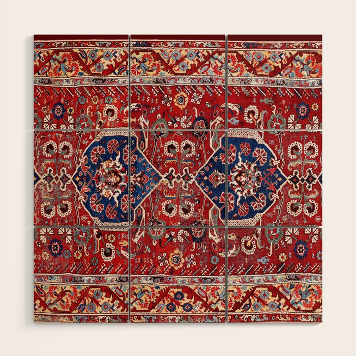 Demirci Kula 18th Century Anatolian Rug Print Wood Wall Art Gallery Image 1