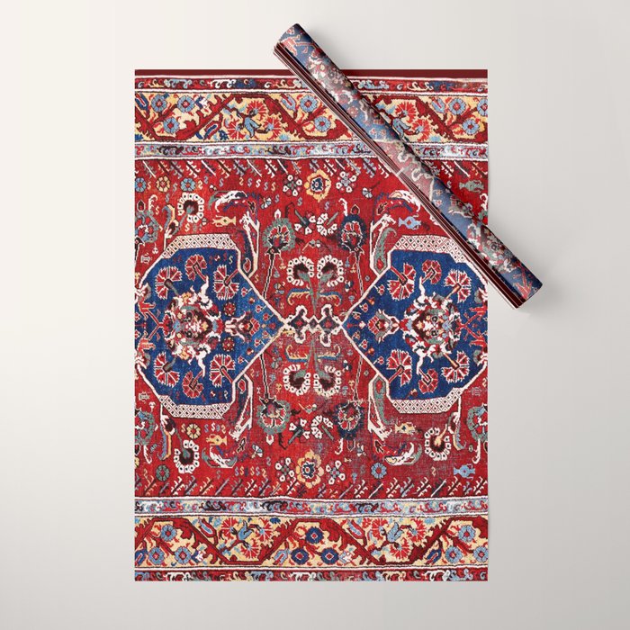 Demirci Kula 18th Century Anatolian Rug Print Wrapping Paper Gallery Image 1