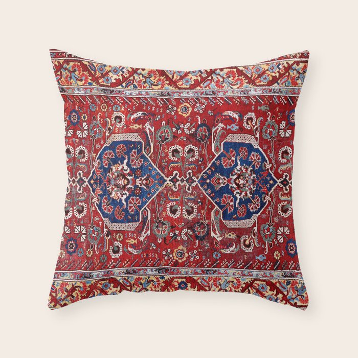 Demirci Kula 18th Century Anatolian Rug Print Throw Pillow Gallery Image 6