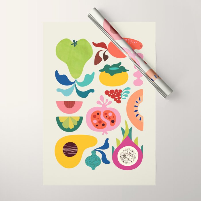Mid Century Modern Fruits Wrapping Paper Gallery Image 1