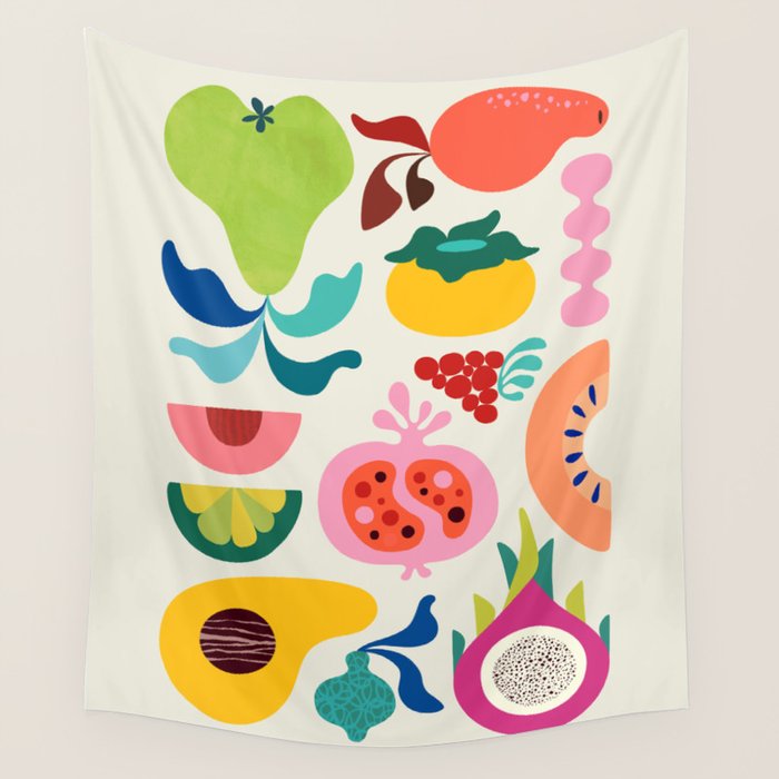 Mid Century Modern Fruits Wall Tapestry Gallery Image 4