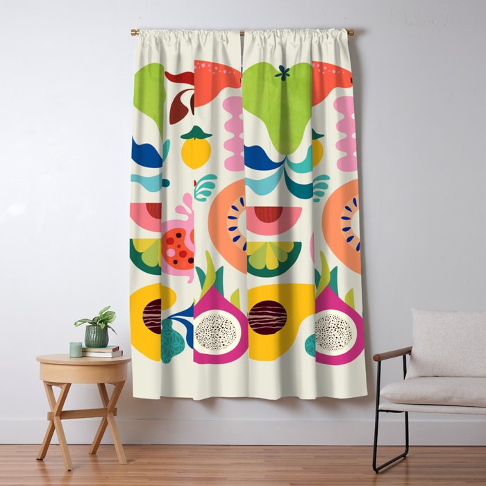 Mid Century Modern Fruits Window Curtain Gallery Image 5