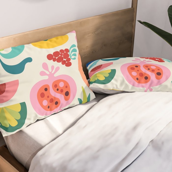 Mid Century Modern Fruits Pillow Sham Gallery Image 2
