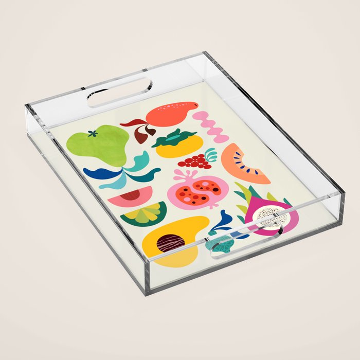 Mid Century Modern Fruits Acrylic Tray Gallery Image 1
