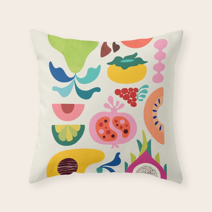 Mid Century Modern Fruits Throw Pillow Gallery Image 6
