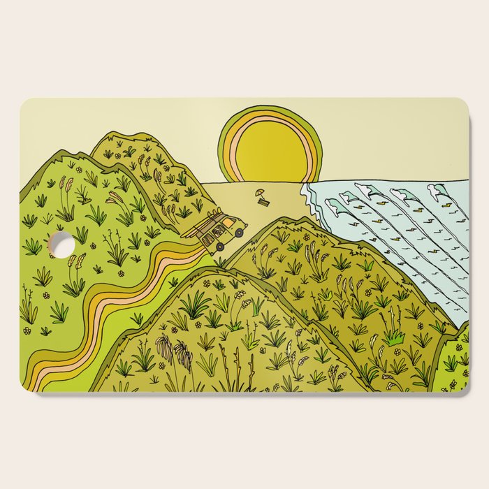 keen for a surf nz surf adventure by surfy birdy Cutting Board Gallery Image 1
