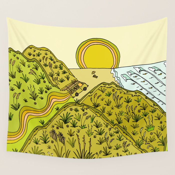 keen for a surf nz surf adventure by surfy birdy Wall Tapestry Gallery Image 4