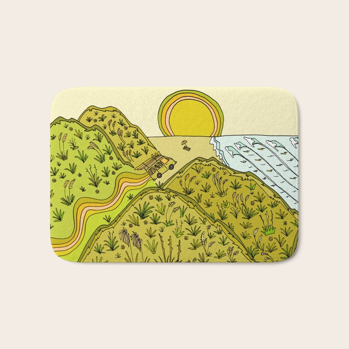 keen for a surf nz surf adventure by surfy birdy Bath Mat Gallery Image 1