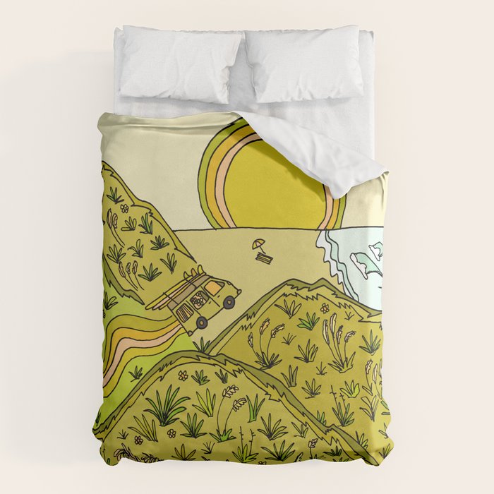 keen for a surf nz surf adventure by surfy birdy Duvet Cover Gallery Image 6
