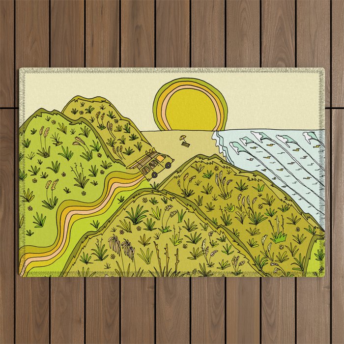 keen for a surf nz surf adventure by surfy birdy Outdoor Rug Gallery Image 1