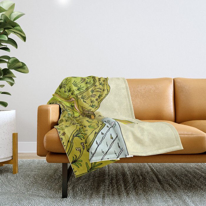 keen for a surf nz surf adventure by surfy birdy Throw Blanket Gallery Image 1