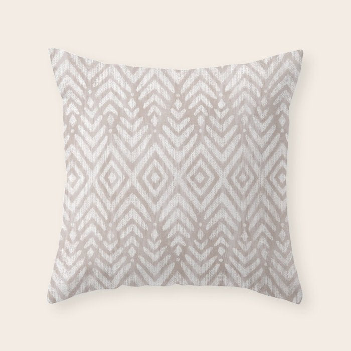 Feather Ikat - Taupe Throw Pillow Gallery Image 6