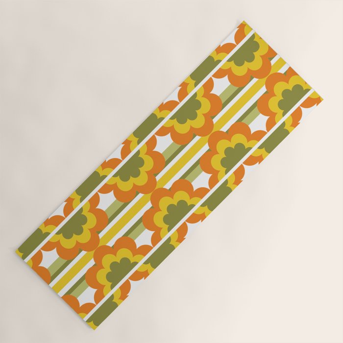 '70's Summer' Orange Yellow Green Yoga Mat Gallery Image 1