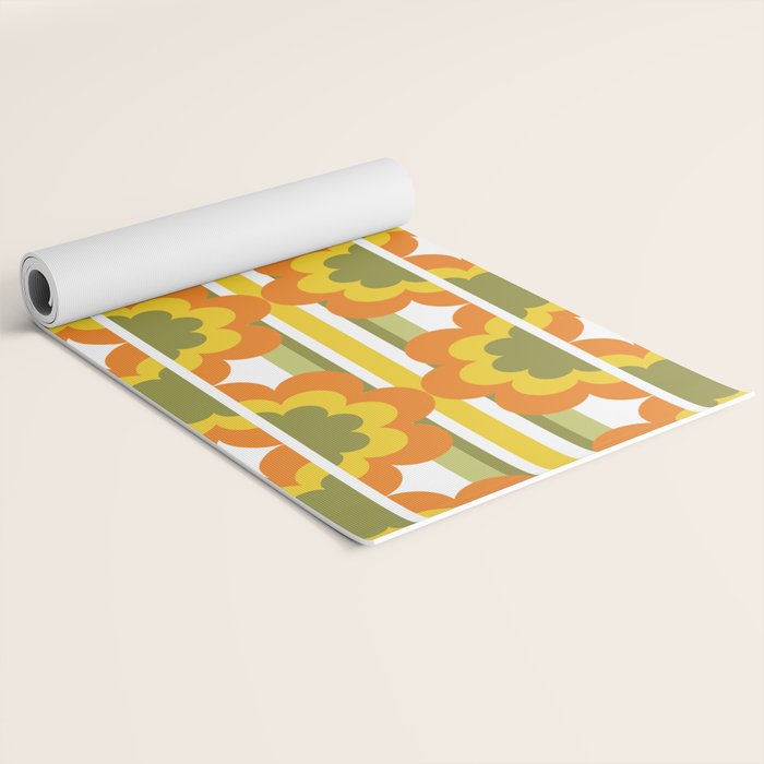 '70's Summer' Orange Yellow Green Yoga Mat Gallery Image 2