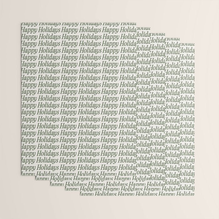Happy Holidays Muted Green On Cream Wrapping Paper Gallery Image 3