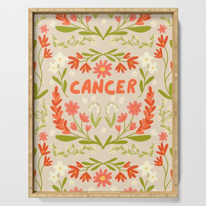 Cancer Retro Folk Art Serving Tray Gallery Image 1