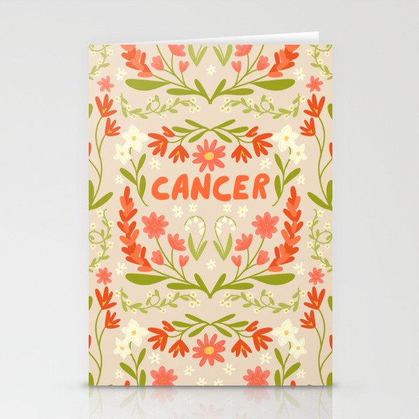 Cancer Retro Folk Art Stationery Card Gallery Image 1