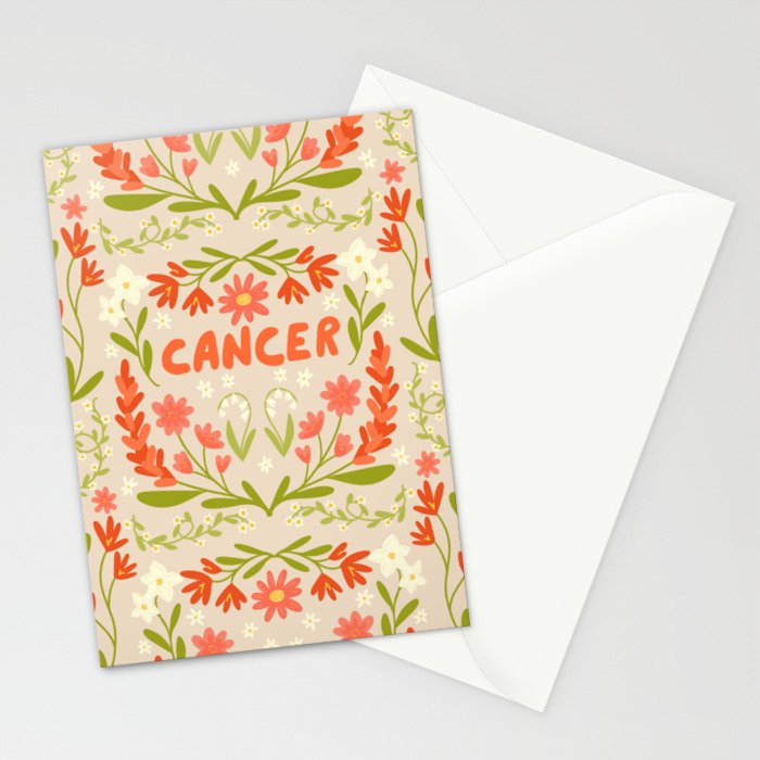 Cancer Retro Folk Art Stationery Card Gallery Image 2
