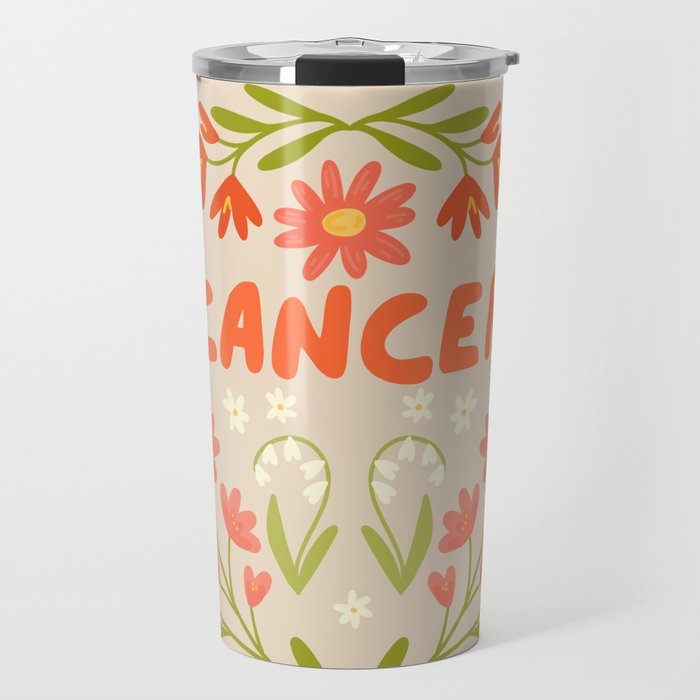 Cancer Retro Folk Art Travel Mug Gallery Image 1