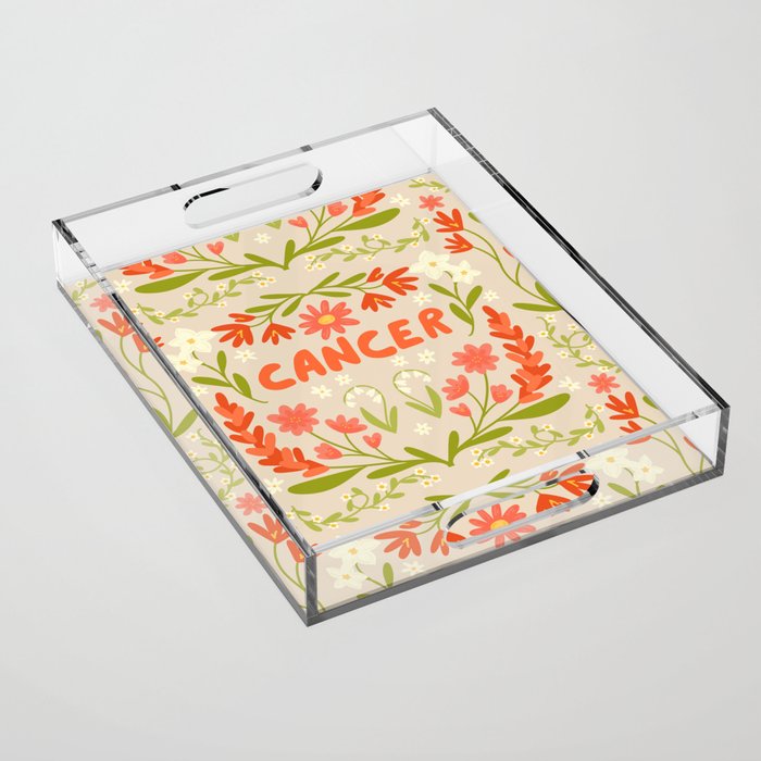 Cancer Retro Folk Art Acrylic Tray Gallery Image 1