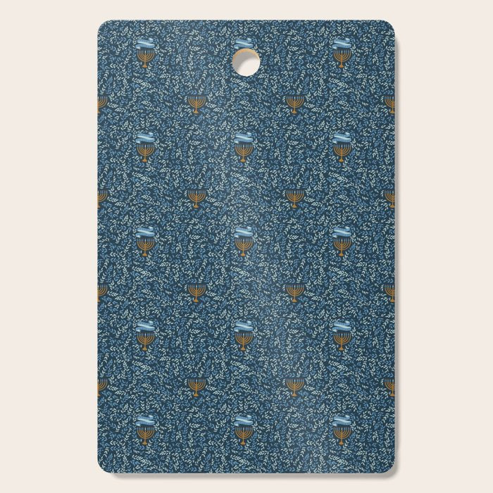 Happy Hanukkah Menorah Dark Blue  Cutting Board Gallery Image 1