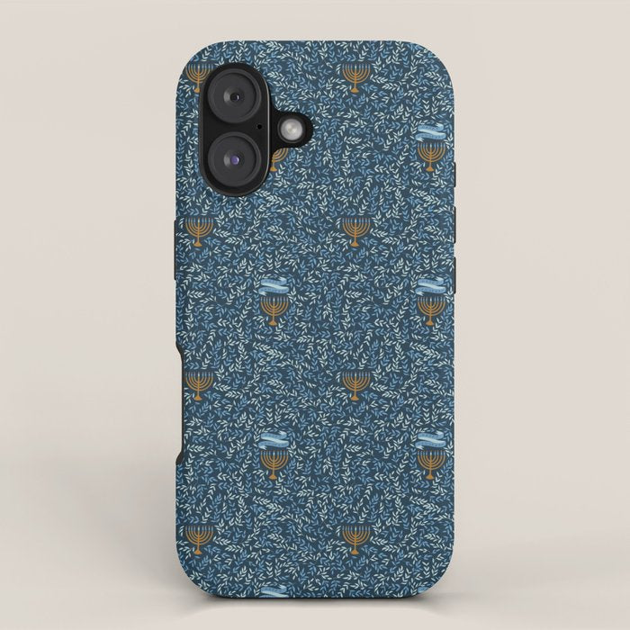 Happy Hanukkah Menorah Dark Blue  iPhone Case Gallery Image 1