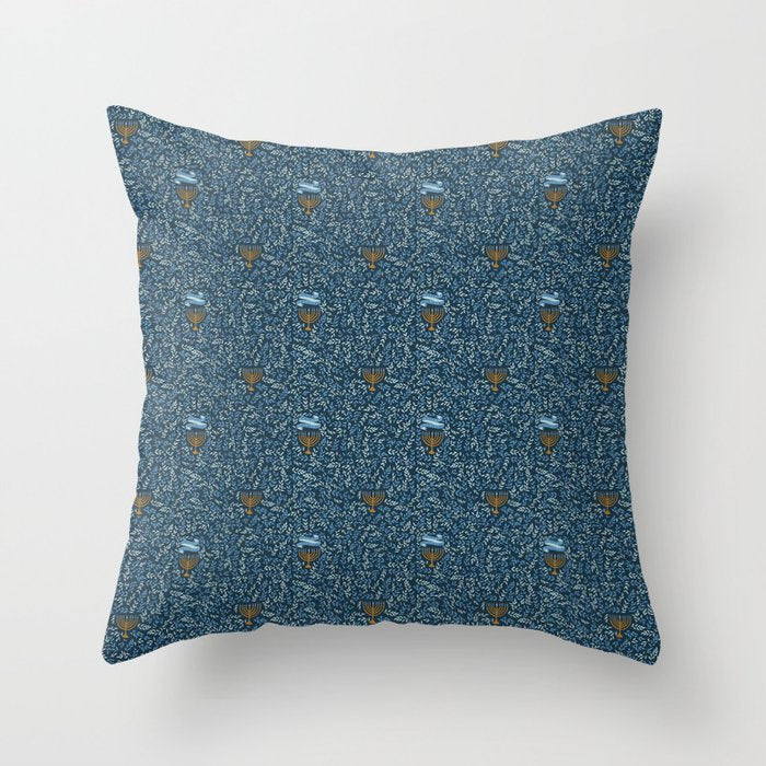 Happy Hanukkah Menorah Dark Blue  Throw Pillow Gallery Image 1