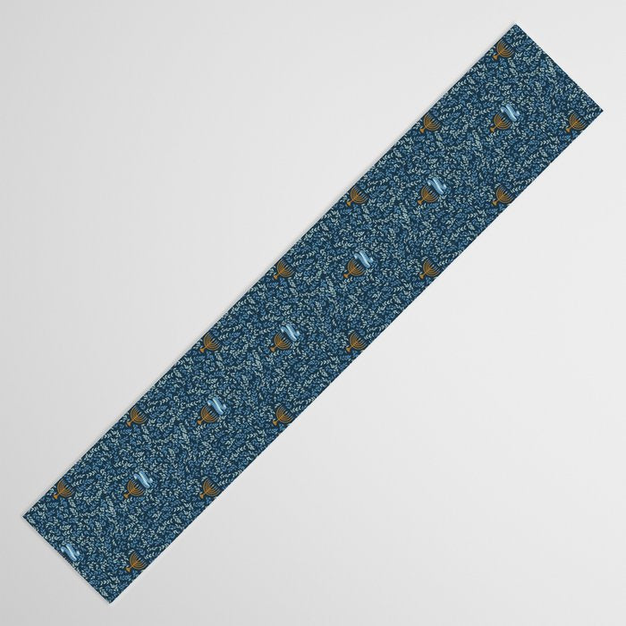 Happy Hanukkah Menorah Dark Blue  Table Runner Gallery Image 3