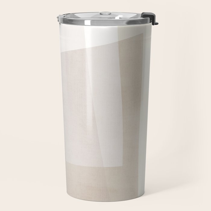Modern Minimalism Beige White Organic Shapes Travel Mug Gallery Image 2