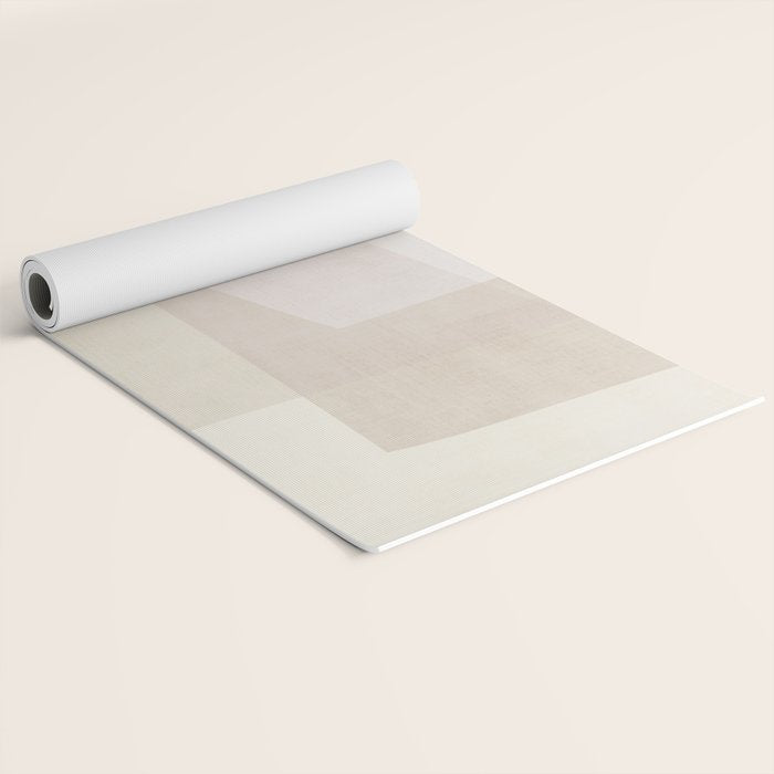 Modern Minimalism Beige White Organic Shapes Yoga Mat Gallery Image 2