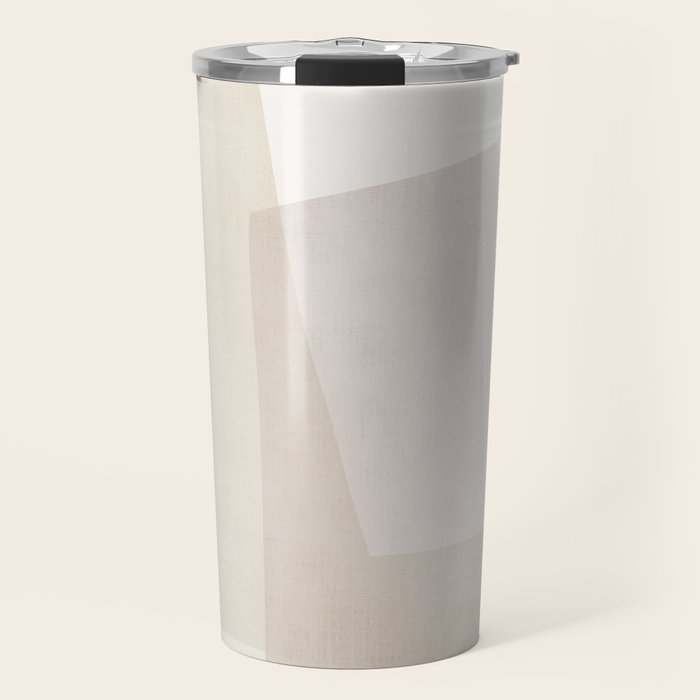 Modern Minimalism Beige White Organic Shapes Travel Mug Gallery Image 1