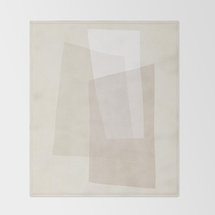 Modern Minimalism Beige White Organic Shapes Throw Blanket Gallery Image 2