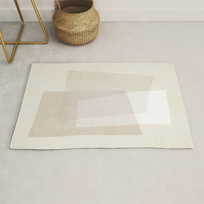 Modern Minimalism Beige White Organic Shapes Rug Gallery Image 1