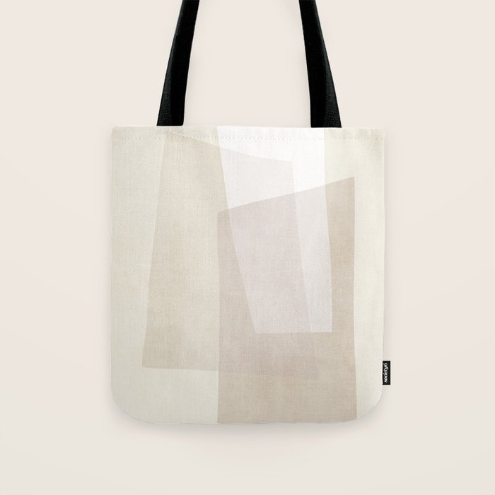 Modern Minimalism Beige White Organic Shapes Tote Bag Gallery Image 1