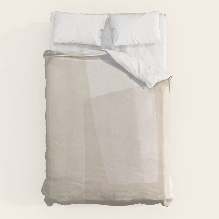 Modern Minimalism Beige White Organic Shapes Duvet Cover Gallery Image 1
