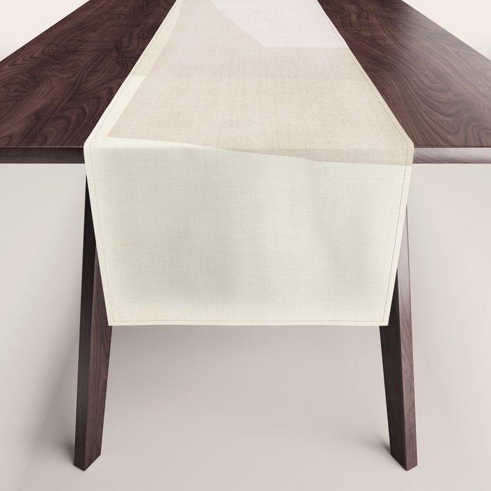 Modern Minimalism Beige White Organic Shapes Table Runner Gallery Image 1