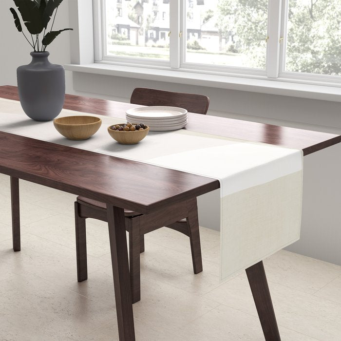 Modern Minimalism Beige White Organic Shapes Table Runner Gallery Image 2