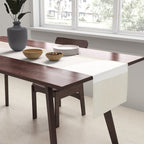 Modern Minimalism Beige White Organic Shapes Table Runner Gallery Image 2