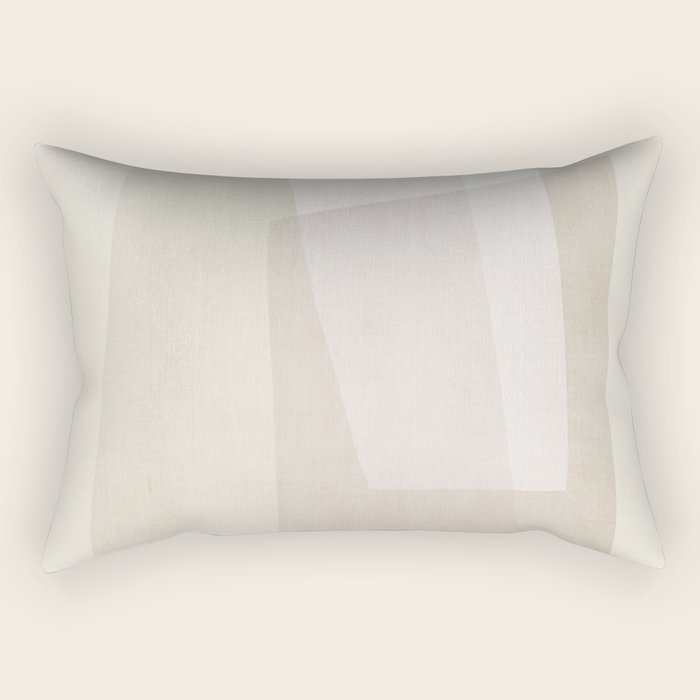 Modern Minimalism Beige White Organic Shapes Rectangular Pillow Gallery Image 2